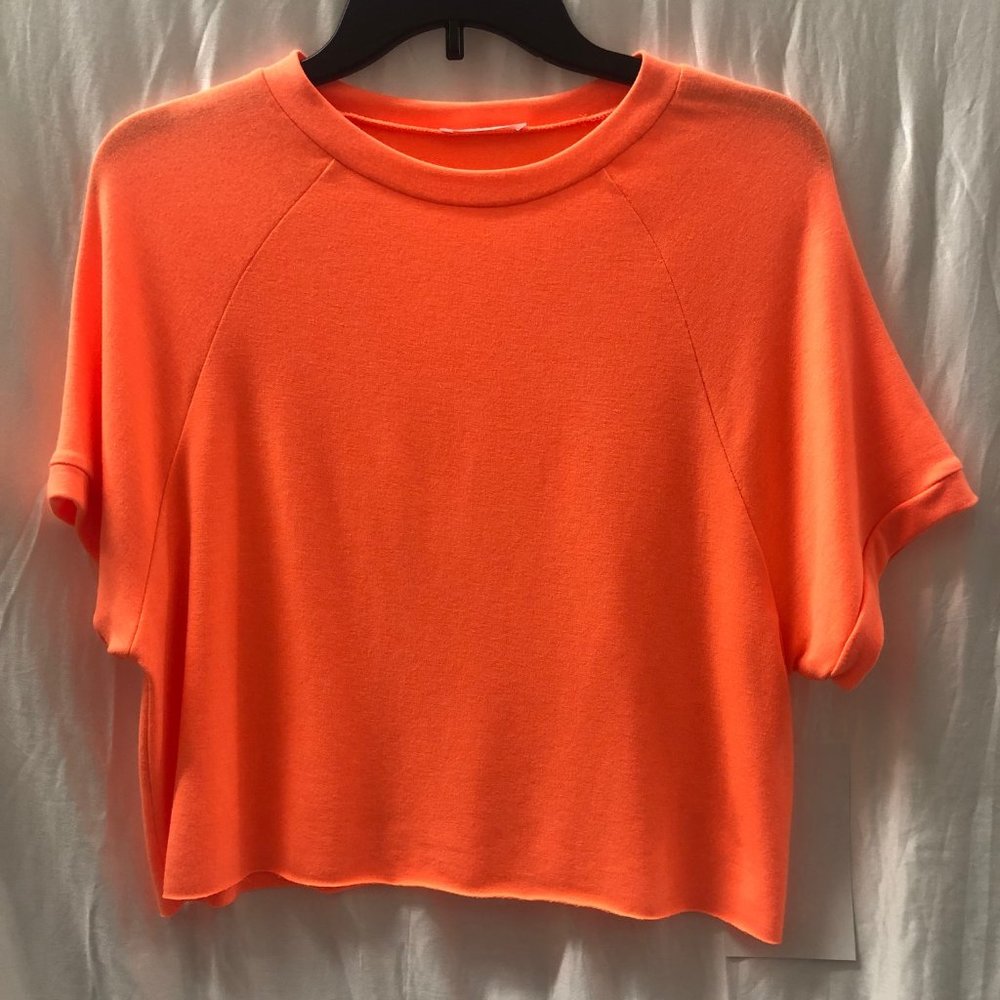 neon orange loose crop top J&G